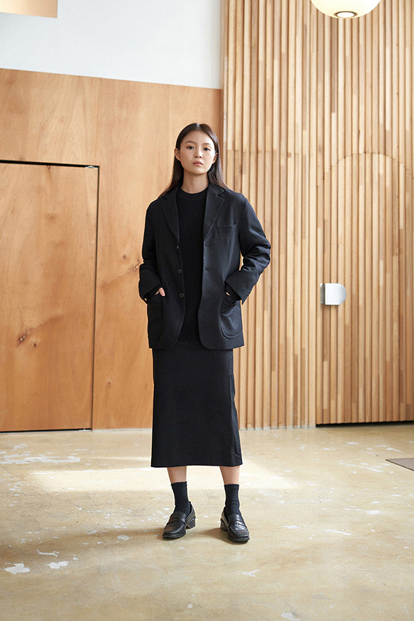 Relaxed Cashmere Wool Skirt (Black)