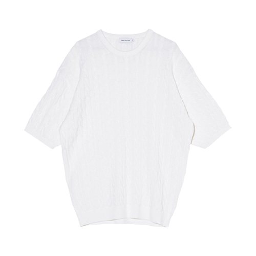 Relaxed S/S Cotton Cable Knit (White)