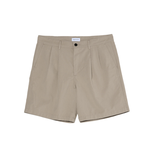 Relaxed 2 Pleats Shorts (Beige)