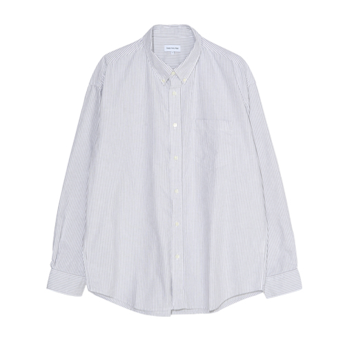 Relaxed Oxford Striped B/D Shirts (Light Grey)