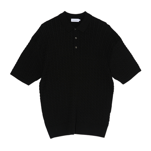 3B Cable Half Sleeved Collar Knit (Black)