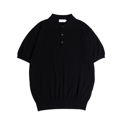 3B Short Sleeved Collar Knit (Black)