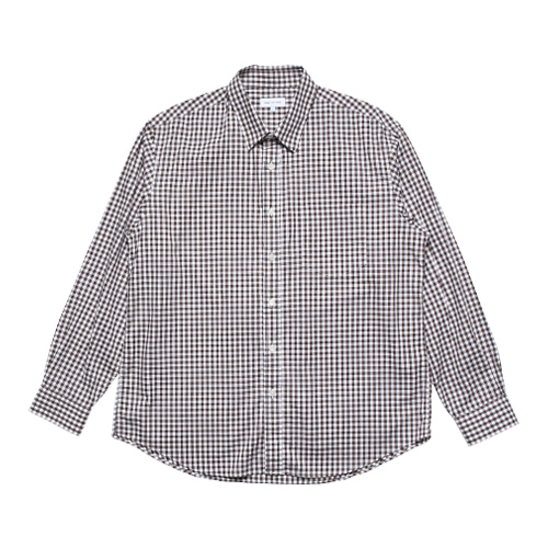 Relaxed Gingham Check Shirts (Brown)