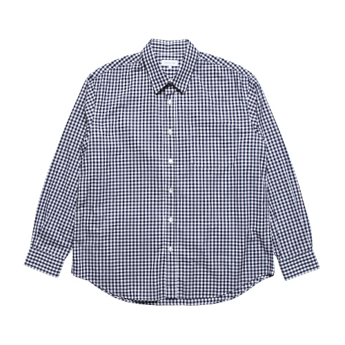 Relaxed Gingham Check Shirts (Dark Navy)