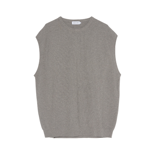 Round Neck Rib Knit Vest (Grey Melange)