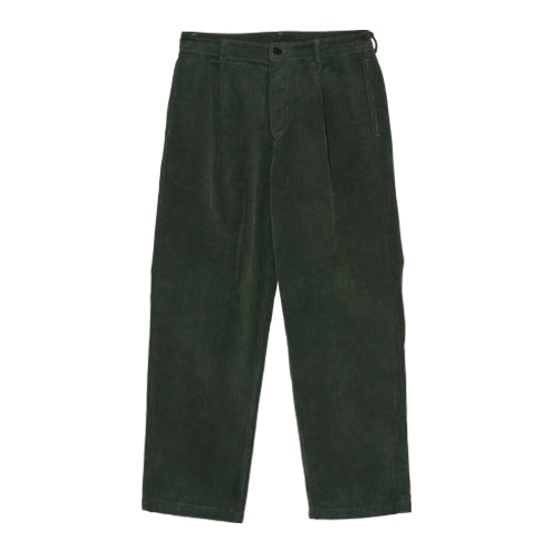 Relaxed 1 Pleat Corduroy Pants (Dark Green)