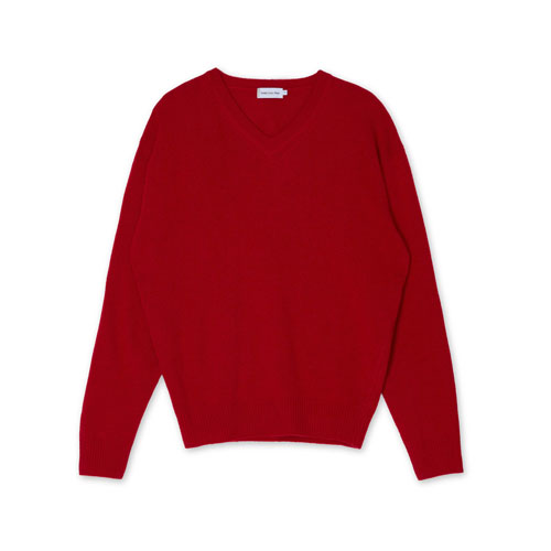 Cozy Wool Cashmere V-neck Knit (Red)