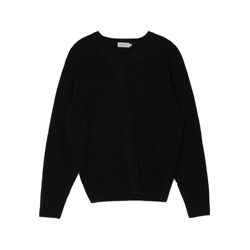 Cozy Wool Cashmere V-neck Knit (Black)