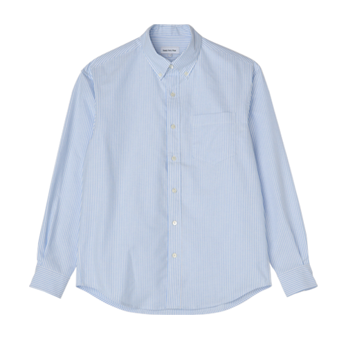 Relaxed Oxford Striped B/D Shirts (Sky Blue)