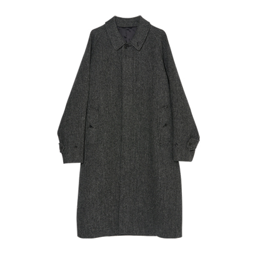 [SEW] Harris Tweed Balmacaan Coat (Dark Grey)