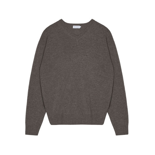Cozy Wool Cashmere V-neck Knit (Cocoa)
