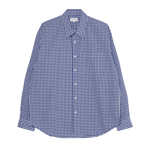Relaxed Gingham Check Shirts (Blue)