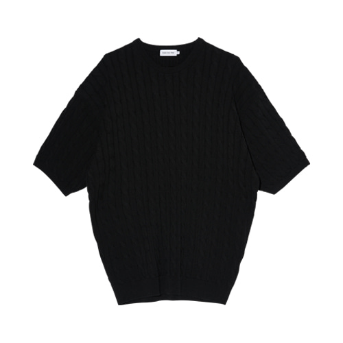 Relaxed S/S Cotton Cable Knit (Black)