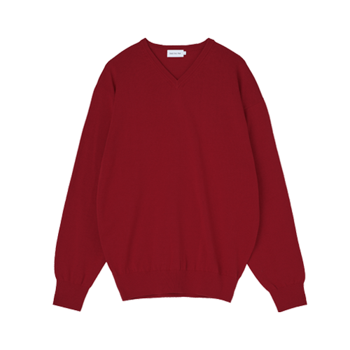 V-Neck Cotton Knit (Red)